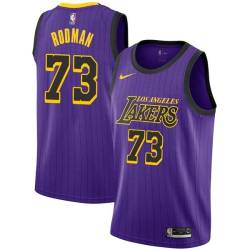 2018-19City Dennis Rodman Twill Basketball Jersey -Lakers #73 Rodman Twill Jerseys, FREE SHIPPING