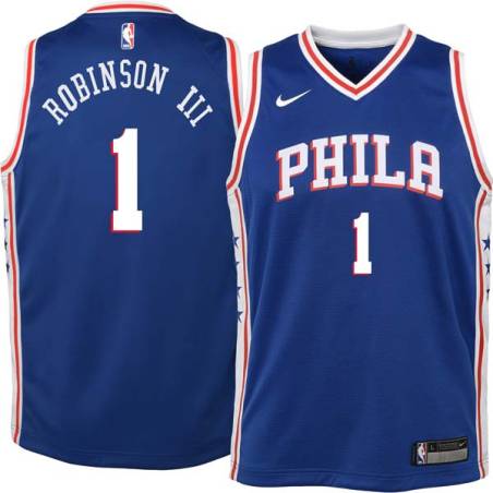 Blue Glenn Robinson Twill Basketball Jersey -76ers #1 Robinson Twill Jerseys, FREE SHIPPING