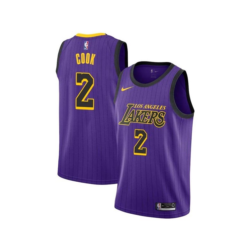 2018-19City Quinn Cook Lakers #2 Twill Basketball Jersey FREE SHIPPING