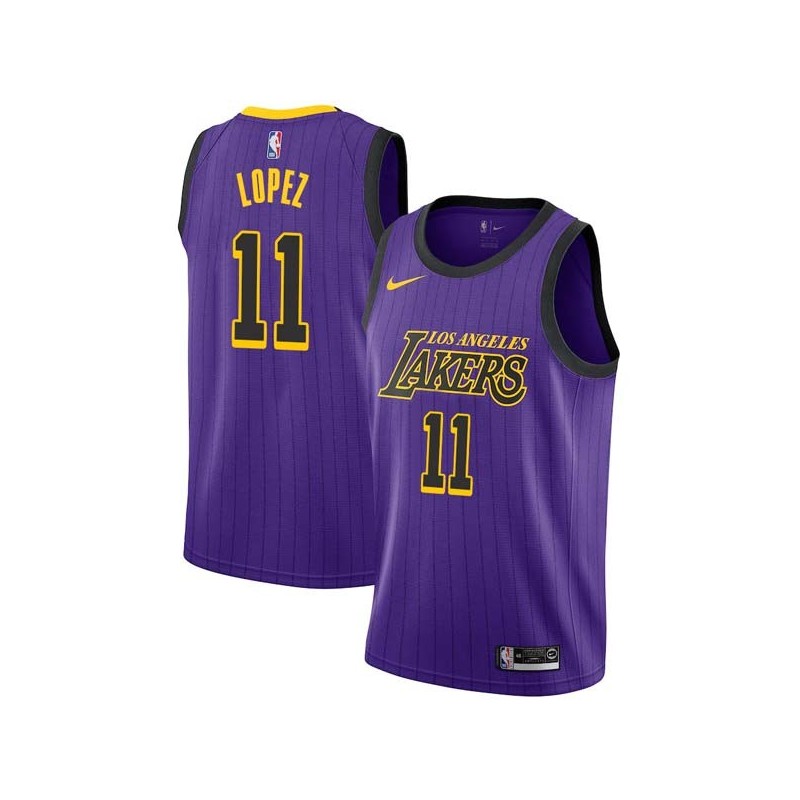 2018-19City Brook Lopez Lakers #11 Twill Basketball Jersey FREE SHIPPING