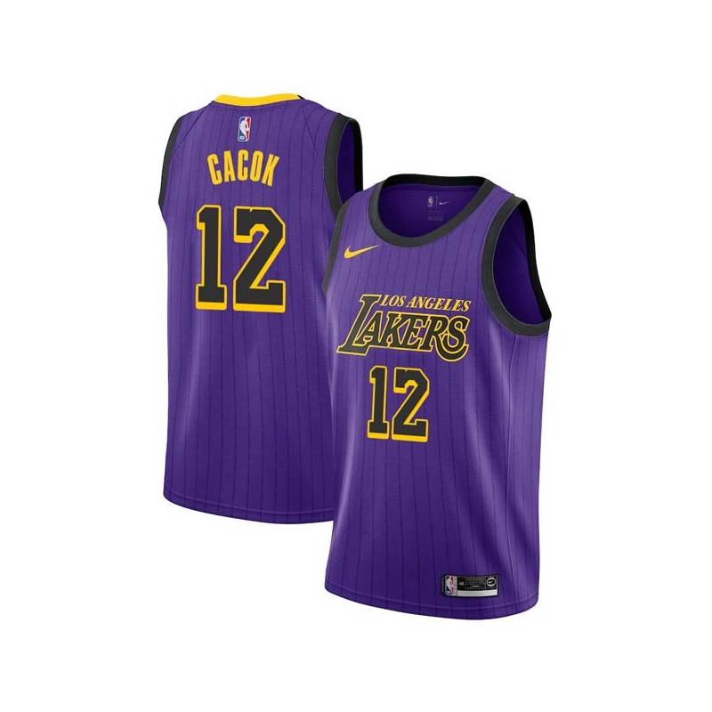 2018-19City Devontae Cacok Lakers #12 Twill Basketball Jersey FREE SHIPPING