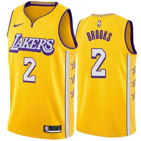 2019-20City MarShon Brooks Twill Basketball Jersey -Lakers #2 Brooks Twill Jerseys, FREE SHIPPING