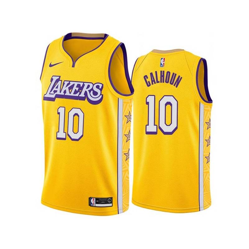 2019-20City Corky Calhoun Twill Basketball Jersey -Lakers #10 Calhoun Twill Jerseys, FREE SHIPPING