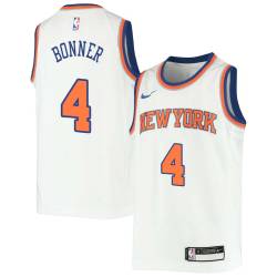 White Anthony Bonner Twill Basketball Jersey -Knicks #4 Bonner Twill Jerseys, FREE SHIPPING