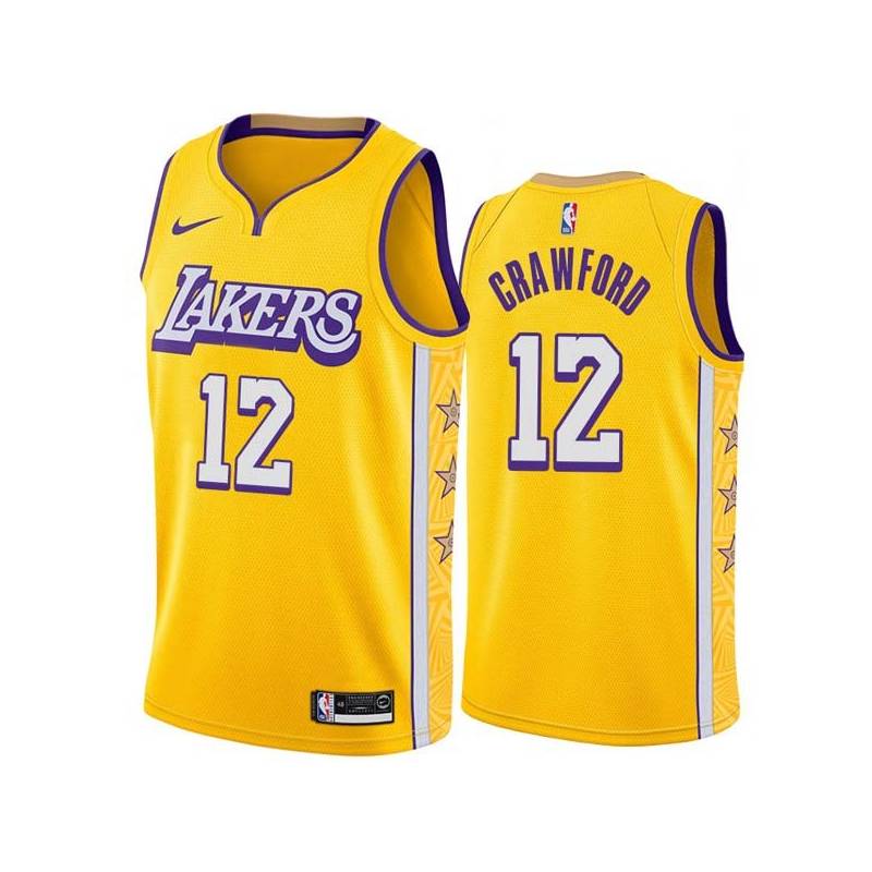 2019-20City Freddie Crawford Twill Basketball Jersey -Lakers #12 Crawford Twill Jerseys, FREE SHIPPING