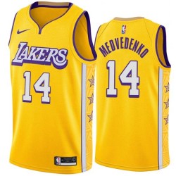 2019-20City Stanislav Medvedenko Twill Basketball Jersey -Lakers #14 Medvedenko Twill Jerseys, FREE SHIPPING