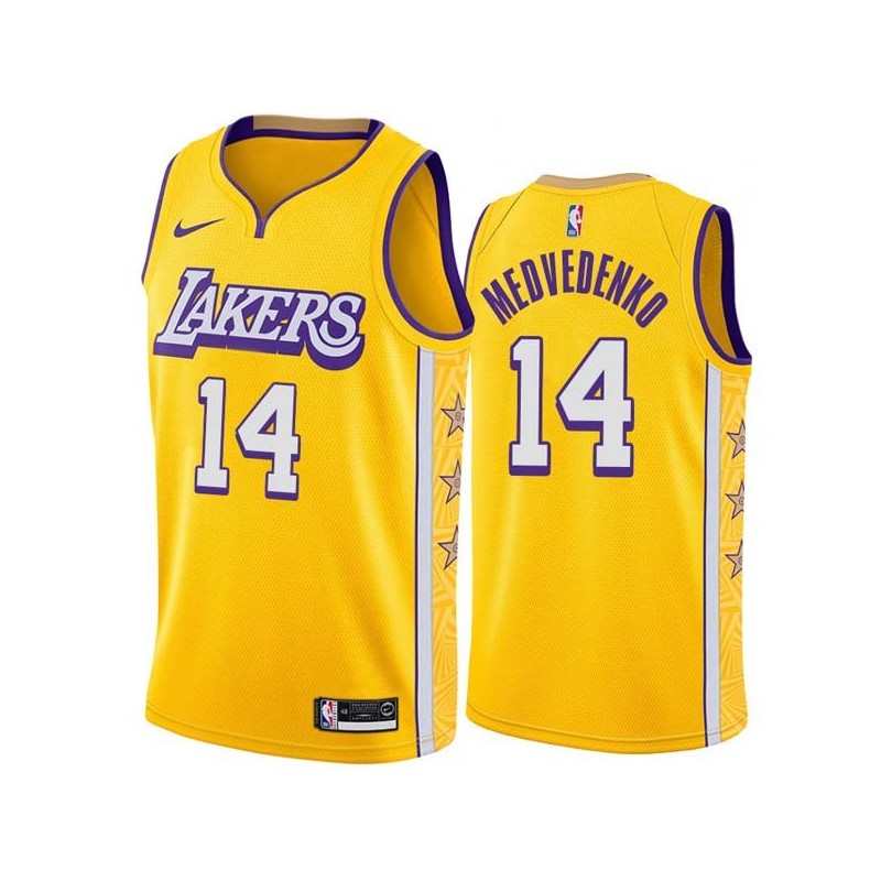 2019-20City Stanislav Medvedenko Twill Basketball Jersey -Lakers #14 Medvedenko Twill Jerseys, FREE SHIPPING