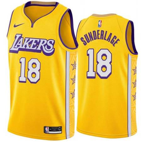 2019-20City Don Sunderlage Twill Basketball Jersey -Lakers #18 Sunderlage Twill Jerseys, FREE SHIPPING