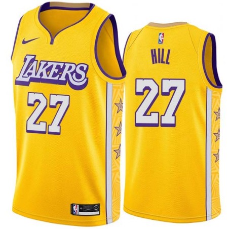 2019-20City Jordan Hill Twill Basketball Jersey -Lakers #27 Hill Twill Jerseys, FREE SHIPPING