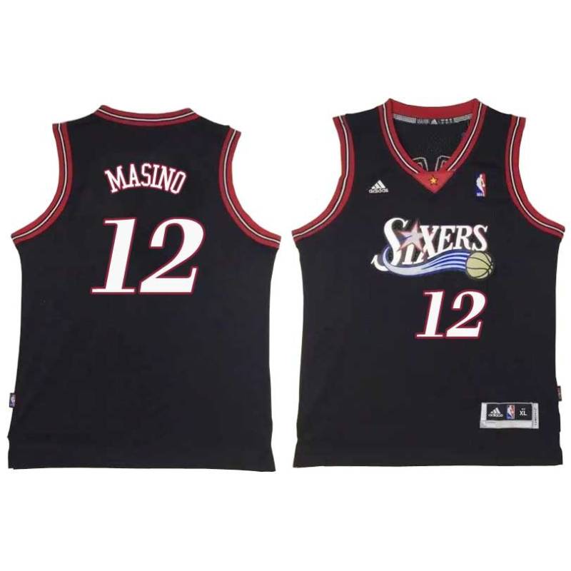 Black Throwback Al Masino Twill Basketball Jersey -76ers #12 Masino Twill Jerseys, FREE SHIPPING