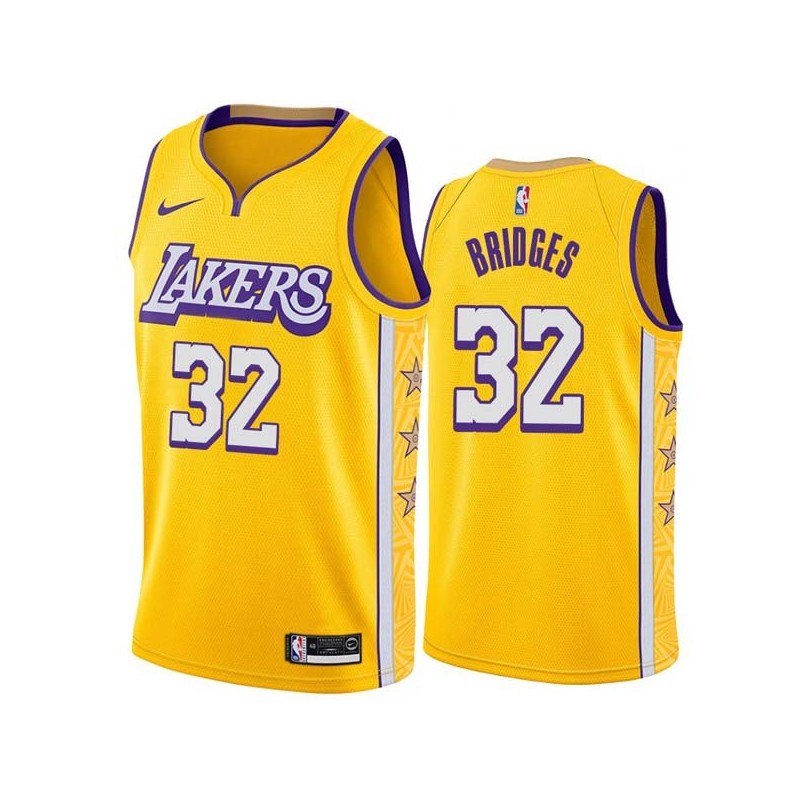 2019-20City Bill Bridges Twill Basketball Jersey -Lakers #32 Bridges Twill Jerseys, FREE SHIPPING