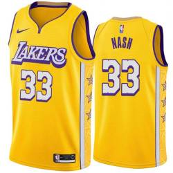 2019-20City Cotton Nash Twill Basketball Jersey -Lakers #33 Nash Twill Jerseys, FREE SHIPPING