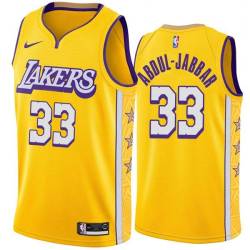 2019-20City Kareem Abdul-Jabbar Twill Basketball Jersey -Lakers #33 Abdul-Jabbar Twill Jerseys, FREE SHIPPING