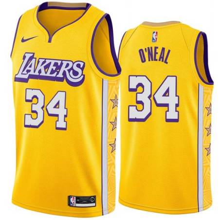 2019-20City Shaquille O'Neal Twill Basketball Jersey -Lakers #34 O'Neal Twill Jerseys, FREE SHIPPING