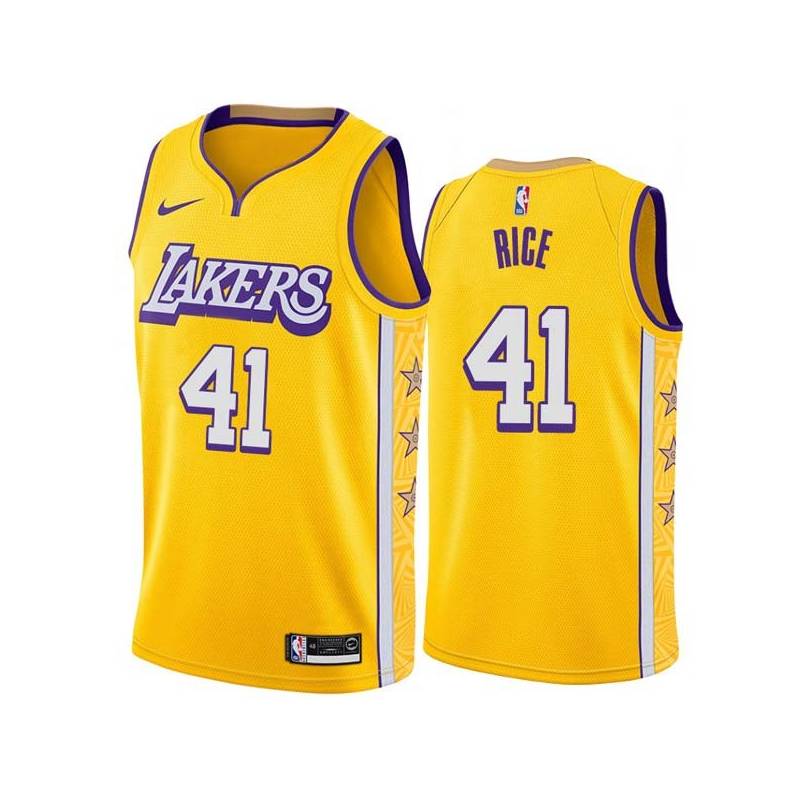 2019-20City Glen Rice Twill Basketball Jersey -Lakers #41 Rice Twill Jerseys, FREE SHIPPING