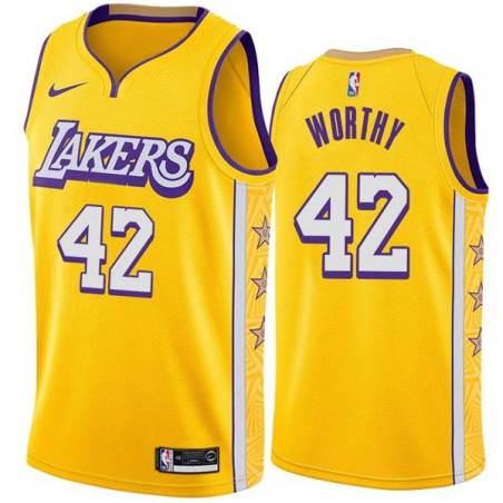 2019-20City James Worthy Twill Basketball Jersey -Lakers #42 Worthy Twill Jerseys, FREE SHIPPING