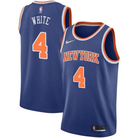 Blue James White Twill Basketball Jersey -Knicks #4 White Twill Jerseys, FREE SHIPPING