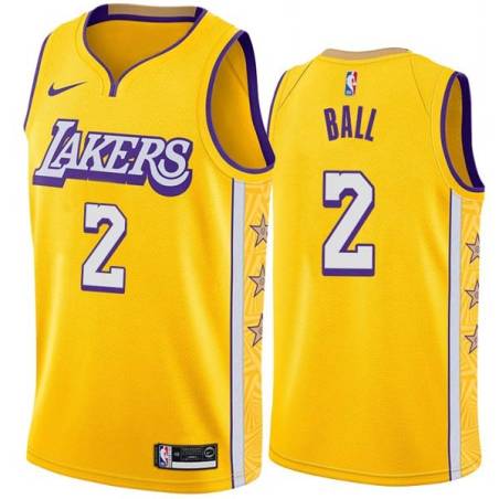 2019-20City Los Angeles #2 Lonzo Ball 2017 Draft Twill Basketball Jersey, Ball Lakers Twill Jersey