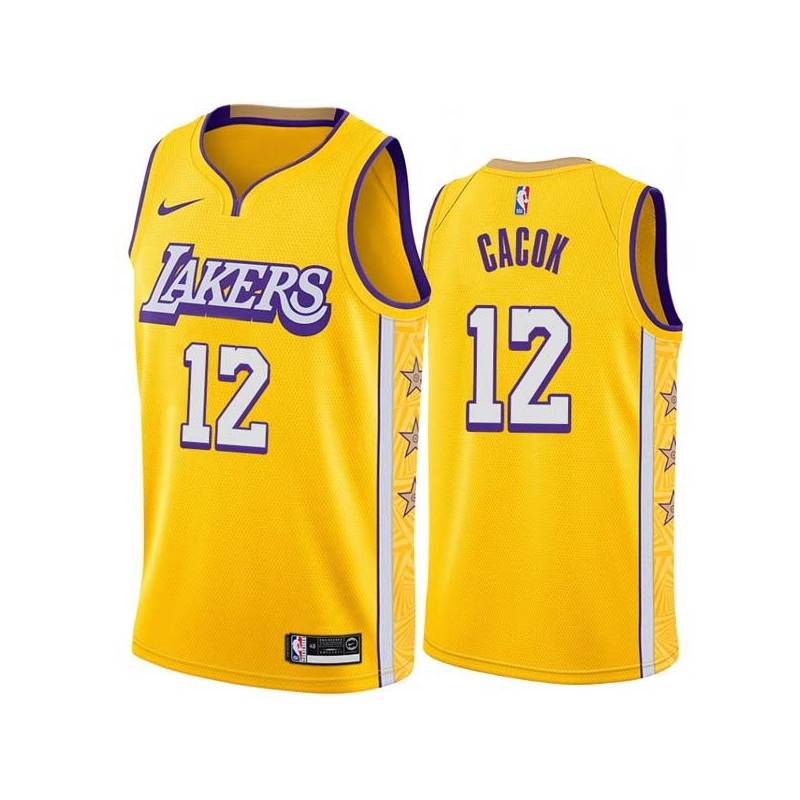 2019-20City Devontae Cacok Lakers #12 Twill Basketball Jersey FREE SHIPPING