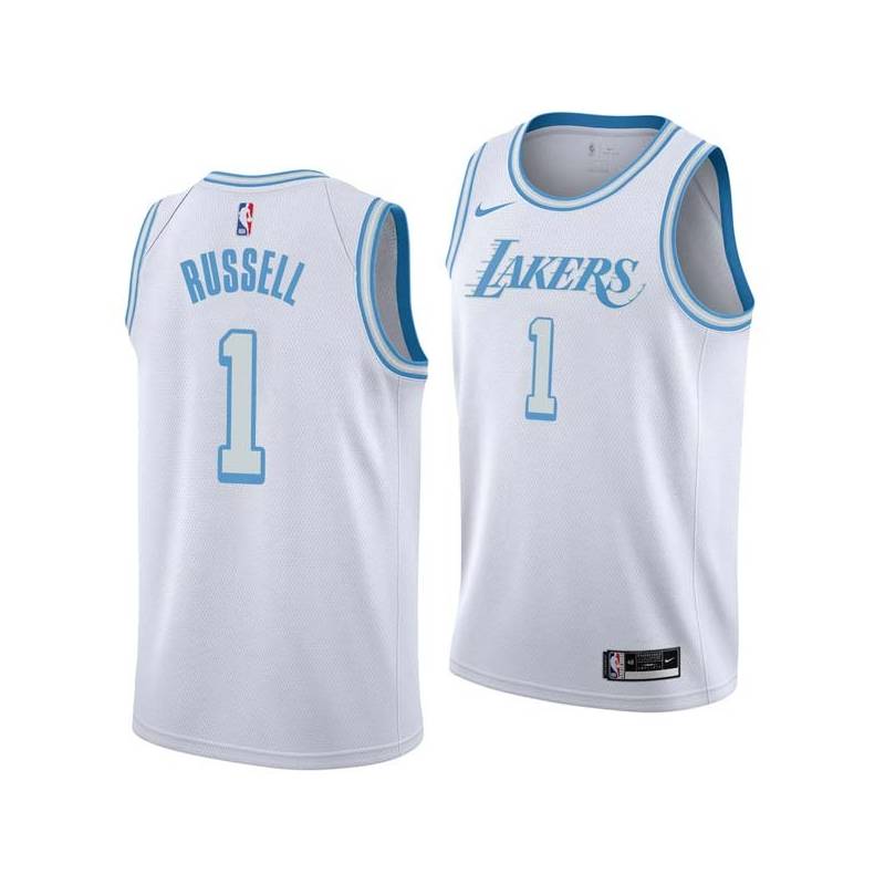 2020-21City D'Angelo Russell Twill Basketball Jersey -Lakers #1 Russell Twill Jerseys, FREE SHIPPING