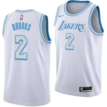 2020-21City MarShon Brooks Twill Basketball Jersey -Lakers #2 Brooks Twill Jerseys, FREE SHIPPING