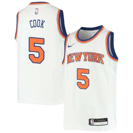 White Bert Cook Twill Basketball Jersey -Knicks #5 Cook Twill Jerseys, FREE SHIPPING