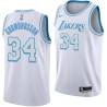 2020-21City Petur Gudmundsson Twill Basketball Jersey -Lakers #34 Gudmundsson Twill Jerseys, FREE SHIPPING