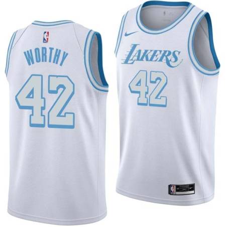 2020-21City James Worthy Twill Basketball Jersey -Lakers #42 Worthy Twill Jerseys, FREE SHIPPING