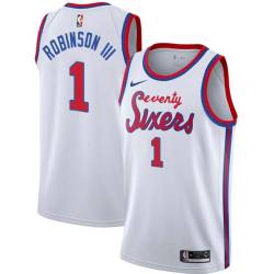 White Classic Glenn Robinson Twill Basketball Jersey -76ers #1 Robinson Twill Jerseys, FREE SHIPPING