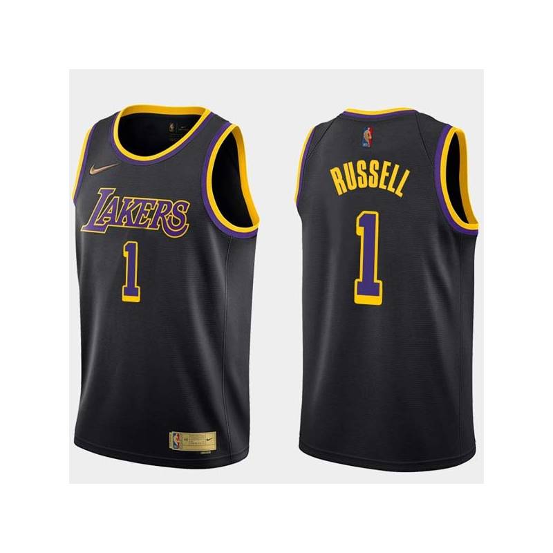 2020-21Earned D'Angelo Russell Twill Basketball Jersey -Lakers #1 Russell Twill Jerseys, FREE SHIPPING