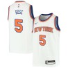 White Jalen Rose Twill Basketball Jersey -Knicks #5 Rose Twill Jerseys, FREE SHIPPING