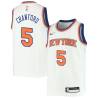 White Joe Crawford Twill Basketball Jersey -Knicks #5 Crawford Twill Jerseys, FREE SHIPPING