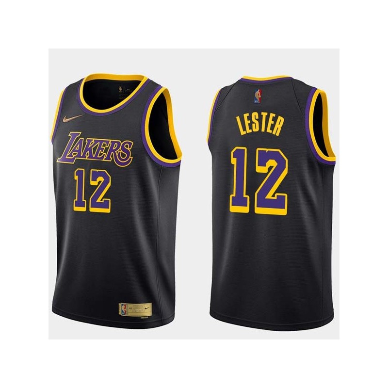 2020-21Earned Ronnie Lester Twill Basketball Jersey -Lakers #12 Lester Twill Jerseys, FREE SHIPPING