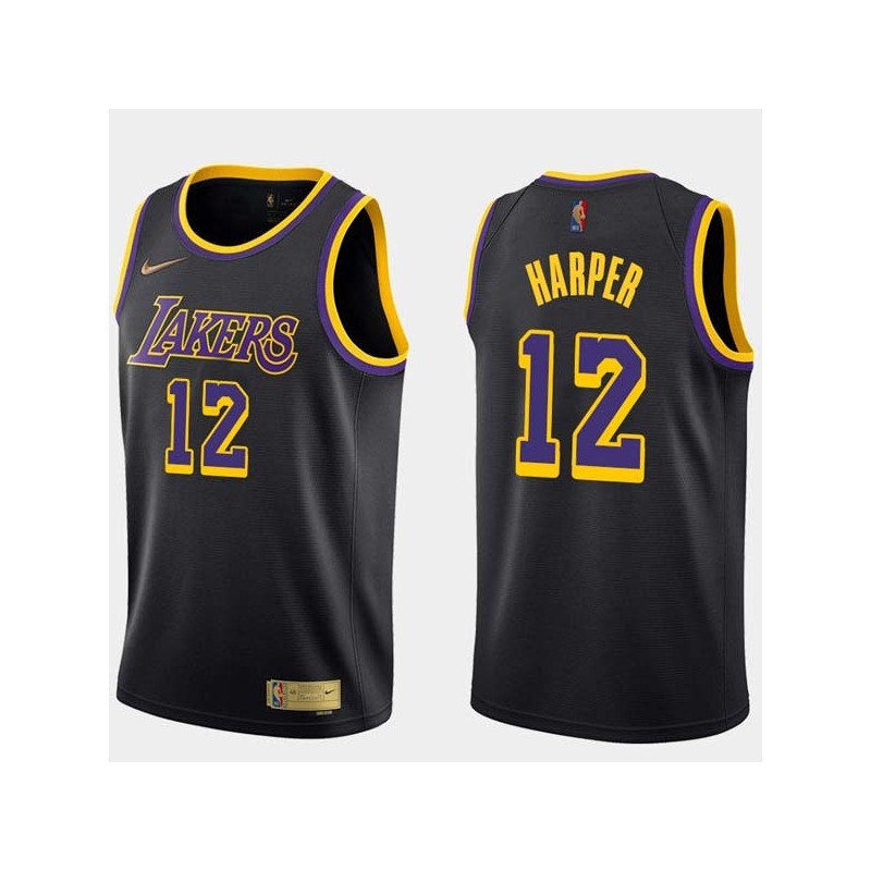 2020-21Earned Derek Harper Twill Basketball Jersey -Lakers #12 Harper Twill Jerseys, FREE SHIPPING