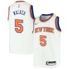 White Henry Walker Twill Basketball Jersey -Knicks #5 Walker Twill Jerseys, FREE SHIPPING