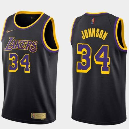 2020-21Earned Clay Johnson Twill Basketball Jersey -Lakers #34 Johnson Twill Jerseys, FREE SHIPPING