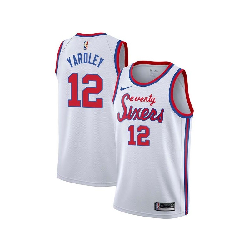 White Classic George Yardley Twill Basketball Jersey -76ers #12 Yardley Twill Jerseys, FREE SHIPPING