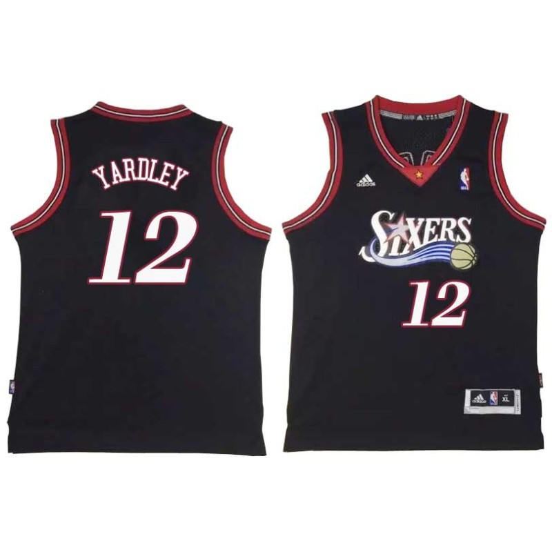 Black Throwback George Yardley Twill Basketball Jersey -76ers #12 Yardley Twill Jerseys, FREE SHIPPING