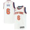 White Gene Shue Twill Basketball Jersey -Knicks #6 Shue Twill Jerseys, FREE SHIPPING