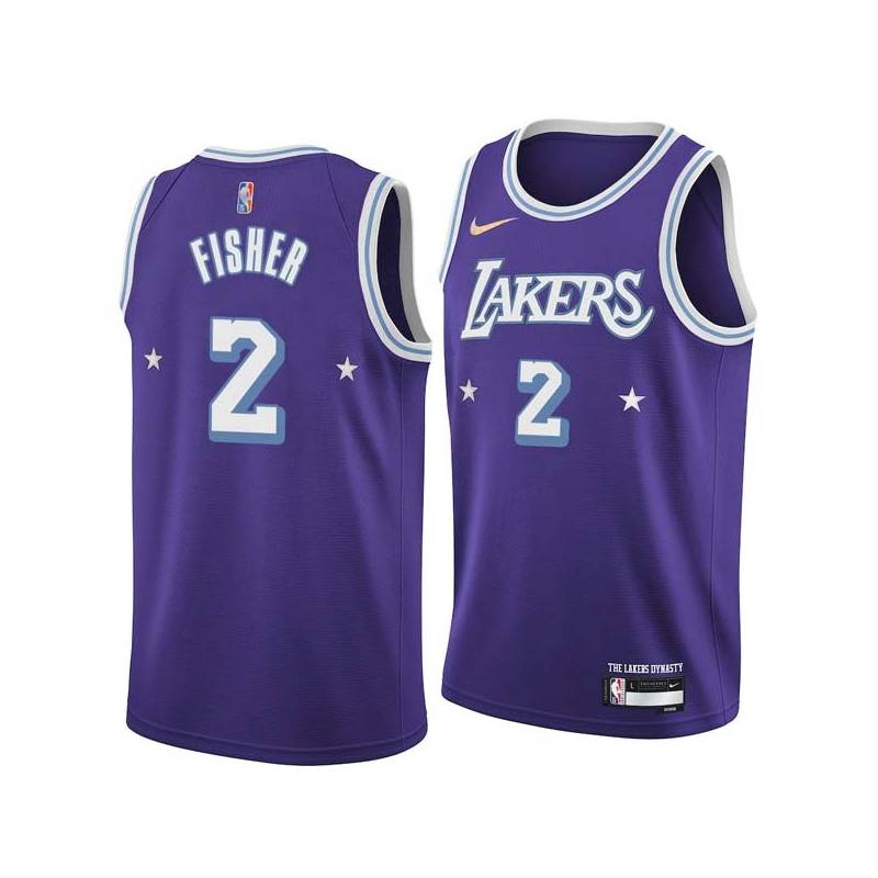2021-22City Derek Fisher Twill Basketball Jersey -Lakers #2 Fisher Twill Jerseys, FREE SHIPPING