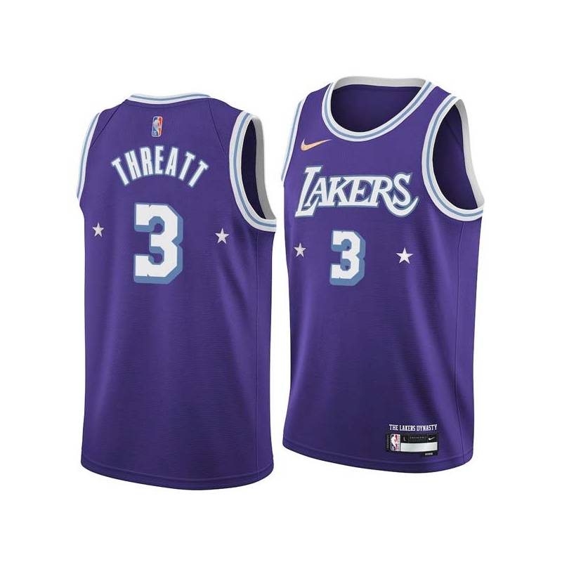 2021-22City Sedale Threatt Twill Basketball Jersey -Lakers #3 Threatt Twill Jerseys, FREE SHIPPING