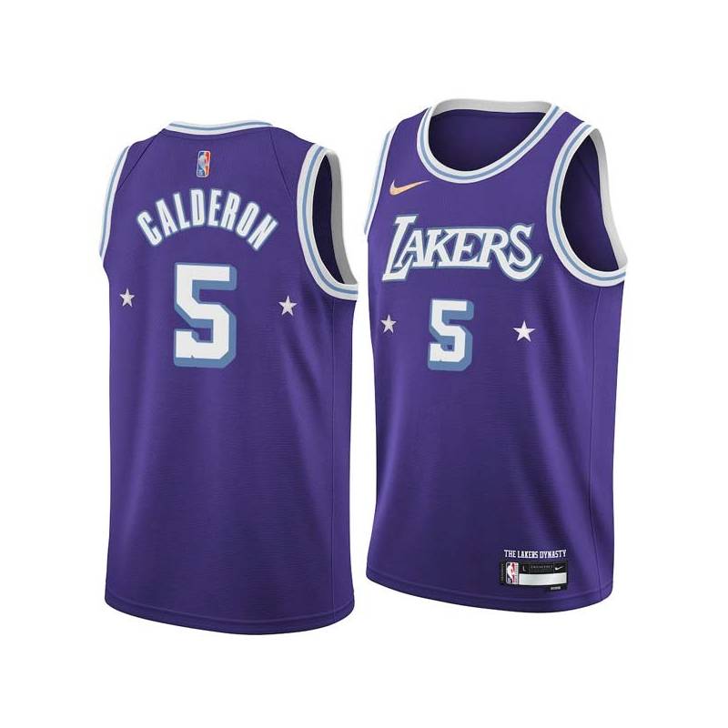 2021-22City Jose Calderon Twill Basketball Jersey -Lakers #5 Calderon Twill Jerseys, FREE SHIPPING