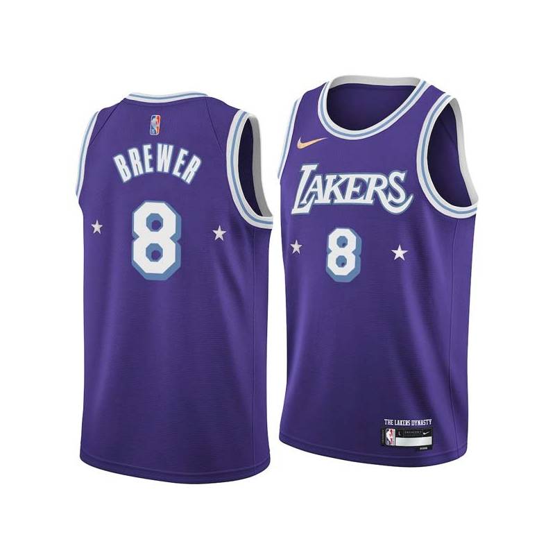 2021-22City Jim Brewer Twill Basketball Jersey -Lakers #8 Brewer Twill Jerseys, FREE SHIPPING