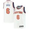 White Tom Riker Twill Basketball Jersey -Knicks #6 Riker Twill Jerseys, FREE SHIPPING