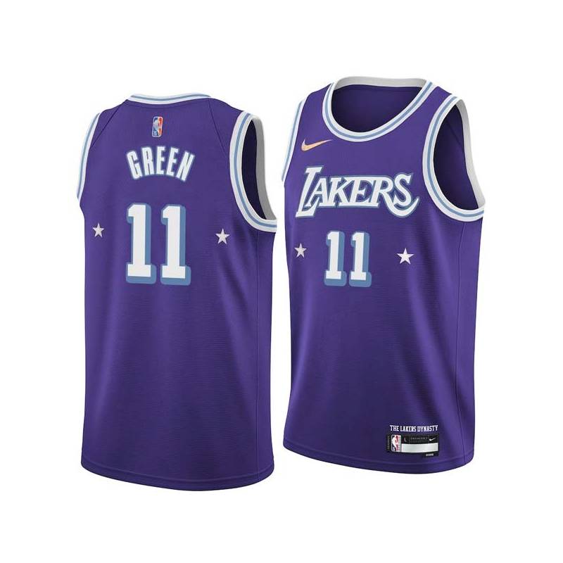 2021-22City Devin Green Twill Basketball Jersey -Lakers #11 Green Twill Jerseys, FREE SHIPPING