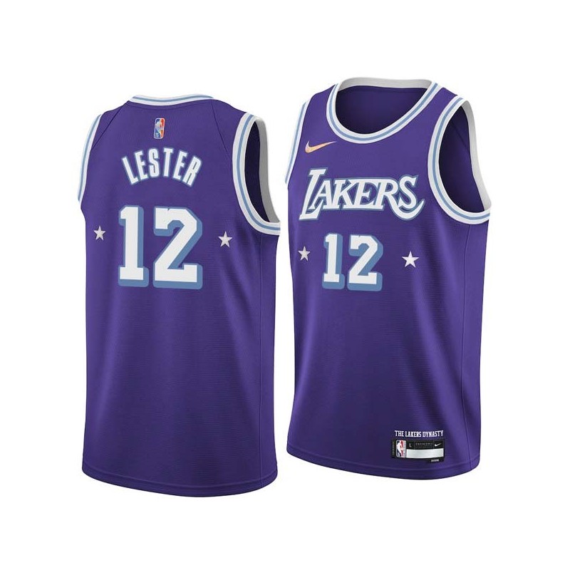 2021-22City Ronnie Lester Twill Basketball Jersey -Lakers #12 Lester Twill Jerseys, FREE SHIPPING