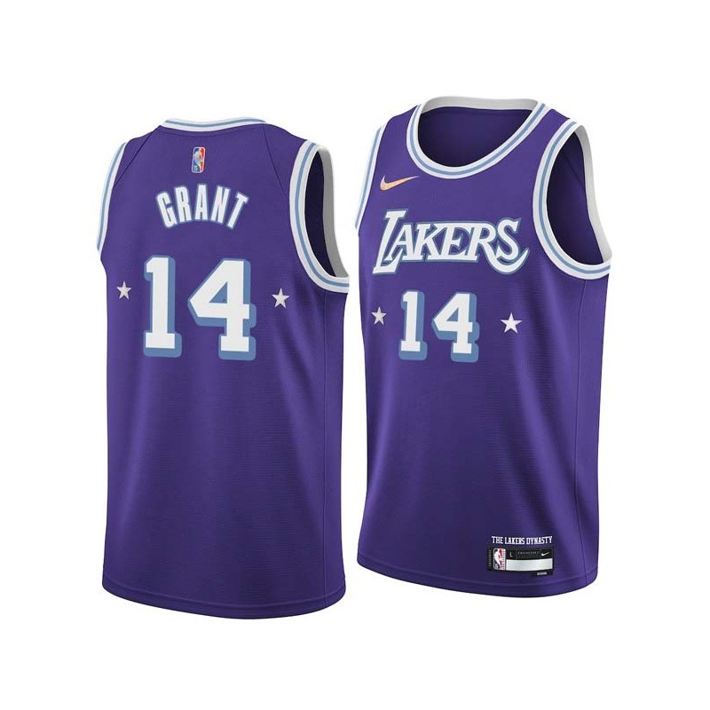 2021-22City Bud Grant Twill Basketball Jersey -Lakers #14 Grant Twill Jerseys, FREE SHIPPING