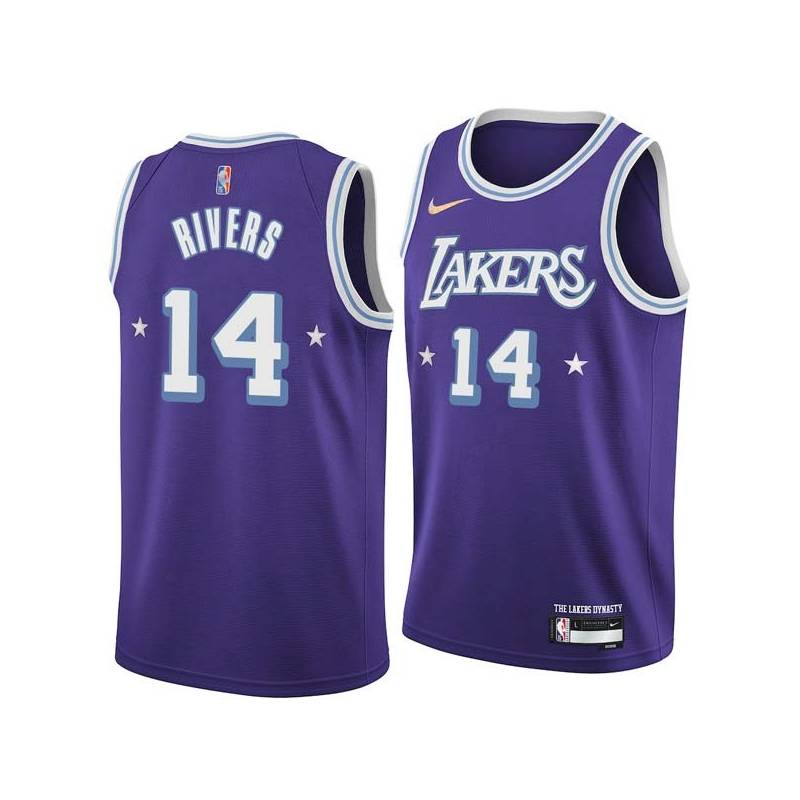 2021-22City David Rivers Twill Basketball Jersey -Lakers #14 Rivers Twill Jerseys, FREE SHIPPING