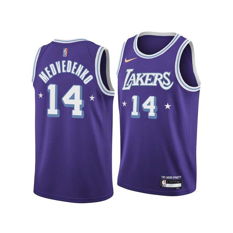 2021-22City Stanislav Medvedenko Twill Basketball Jersey -Lakers #14 Medvedenko Twill Jerseys, FREE SHIPPING