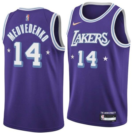 2021-22City Stanislav Medvedenko Twill Basketball Jersey -Lakers #14 Medvedenko Twill Jerseys, FREE SHIPPING